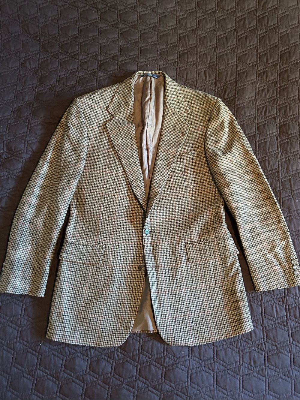 Vintage Polo Ralph Lauren Men’s 42L Wool Houndstooth Blazer Made in Canada